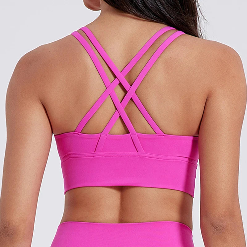 Solid Color Women Cross Back  Bra