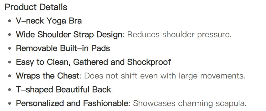 Sexy V-Neck Fitness Bra