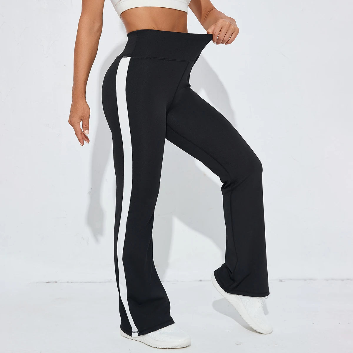side stripe stretch yoga pants